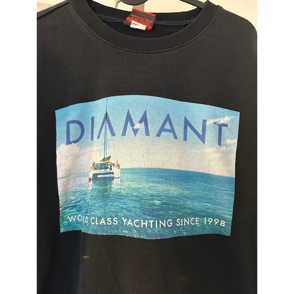 Diamond Supply Co Mens Black Diamant Yachting‎ Graphic Crewneck Sweatshirt Large - Picture 6 of 11